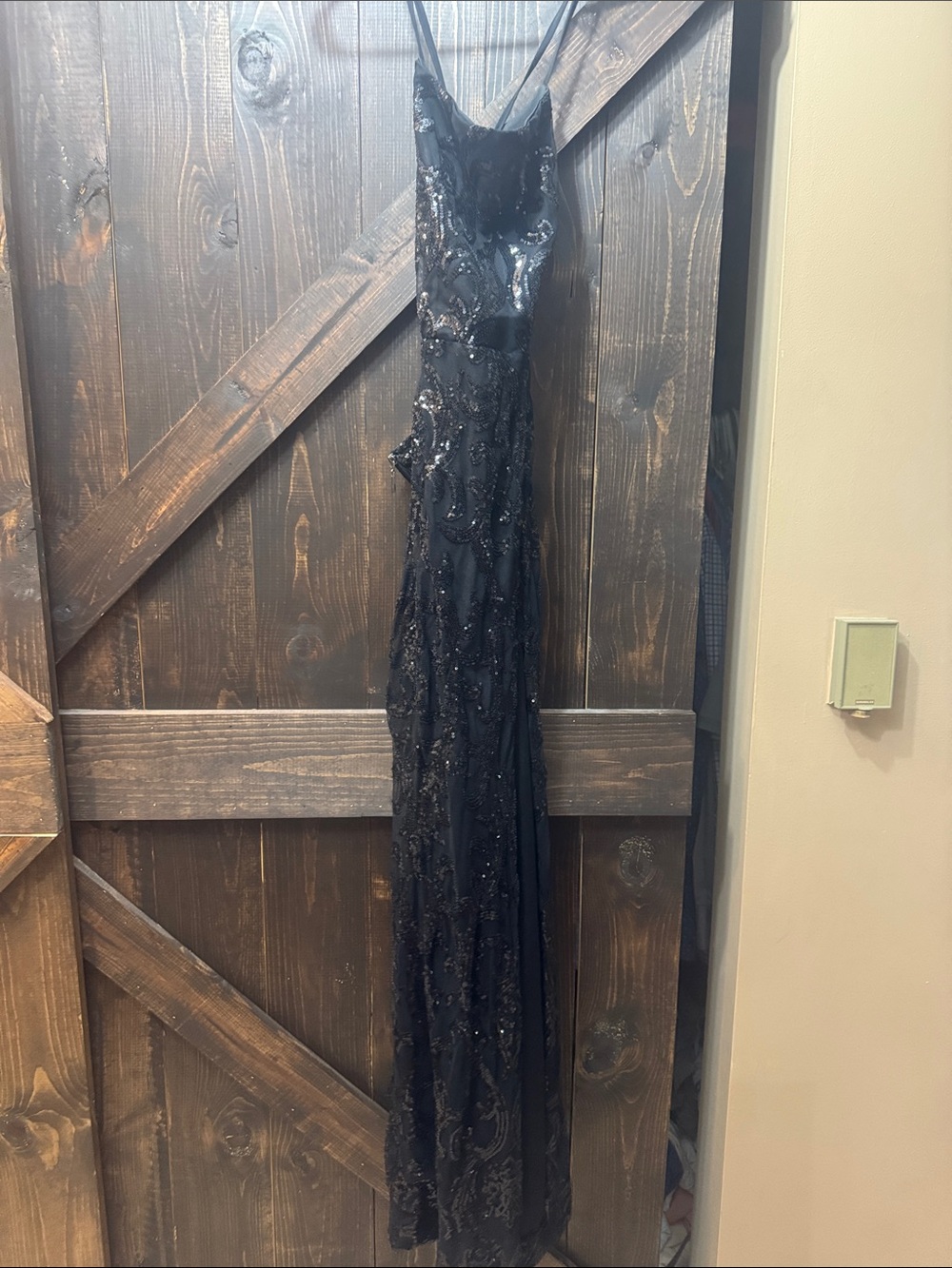 Black Beaded Sequin Evening Gown